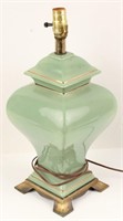 20TH CENTURY GREEN CERAMIC TABLE LAMP