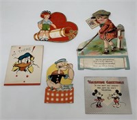 5 Vintage Valentine,Birthday Cards