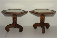petite pair twist base oak end tables
