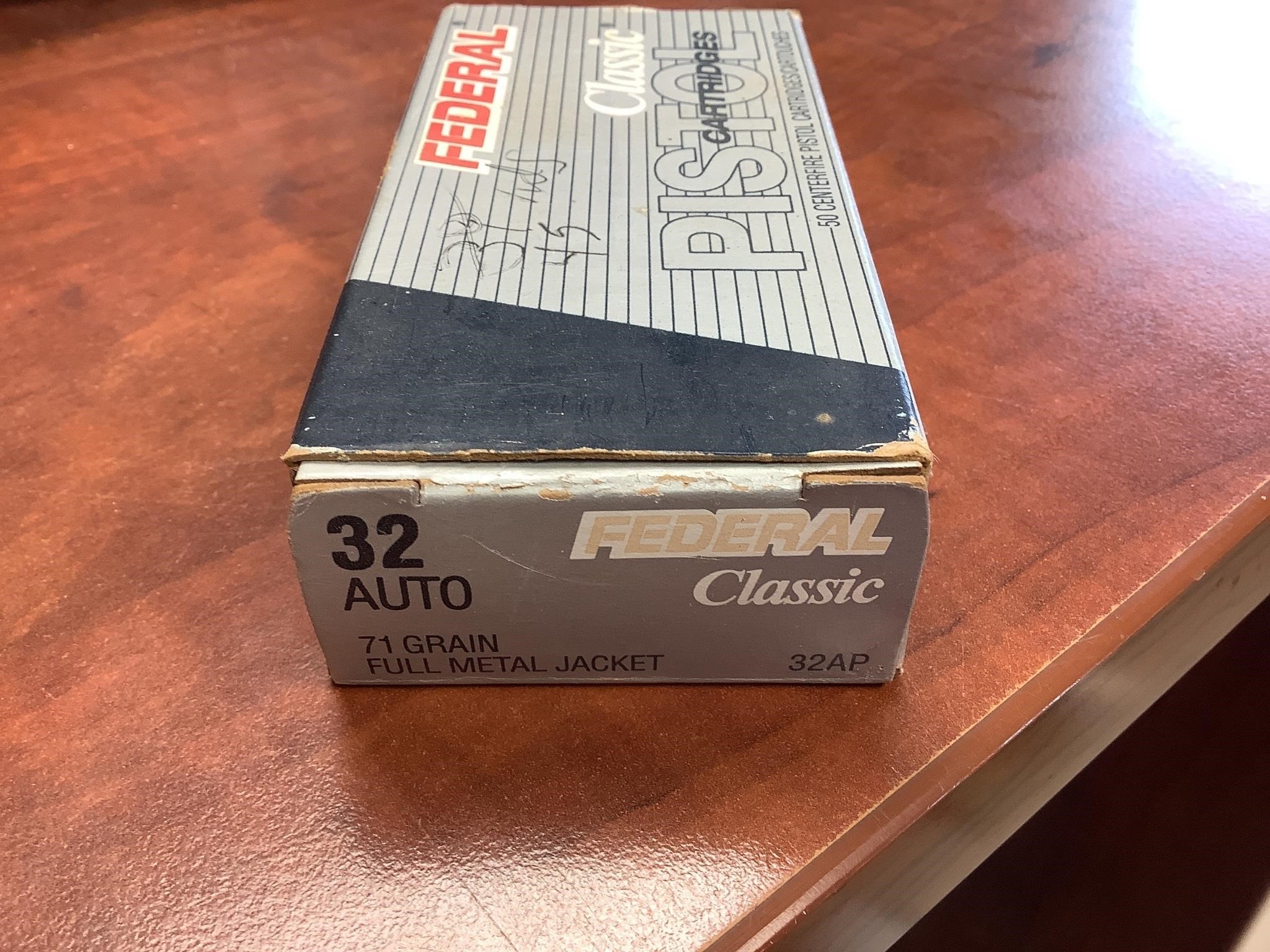 1 BOX - .32 AUTO AMMO