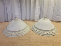 Pair 2003 Dome Light Fixtures with Antique Aged