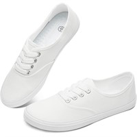 P3166  Obtaom Canvas Sneakers Low Top White US7