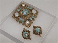 SARAH COVENTRY 3" BROACH AND EARRINGS