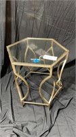 Hexagon Glass & Metal Table 22.5x25