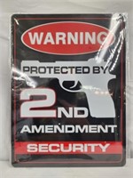 2 metal warning security signs