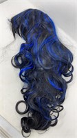 Wig Black & Blue Bangs & Curls Long Hair Anime