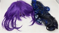 Wigs Purple Bob Black & Blue Ponytail Fall Clip