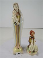 GERMANY 9" MADONNA W/CHILD & HUMMEL FIGURE