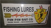 PAW PAW BAIT CO 10x5 porcelain fishing lure sign