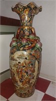 Huge 3ft tall Chinese satsuma floor vase w fruit