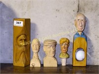 Lot of five wood carving projects