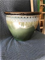 Large Glazed Pottery Planter with Drain Holes