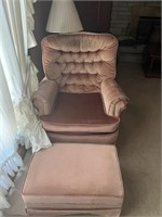 ROSE COLOURED CHAIR & STOOL