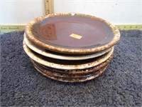 6-- HULL BROWN DRIP POTTERY BREAD PLATES