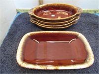 HULL BROWN DRIP POTTERY DISHES