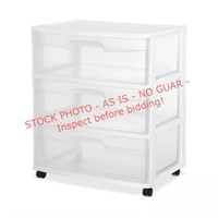 Sterilite Home 3 Drawer Wide Storage Cart