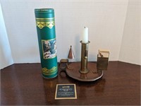 Vintage Brass Candle Stick Lamp/Matches