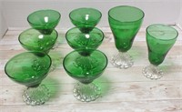 GREEN GLASS DESSERT CUPS, GOBLETS