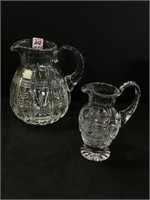 Lot of 2 Fifth Ave. Crystal Pitchers (7 & 8 Inches