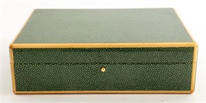 Faux Shagreen Green Jewelry Box