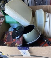 BOX OF TUPERWARE, FREEZER CONTAINERS, ELEC FONDUE