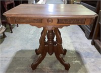 (E) Vintage Carved End Table 30 1/2” x 22” x 29”