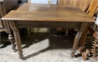 (E) Antique Carved Rolling Dining Table 41 1/2” x
