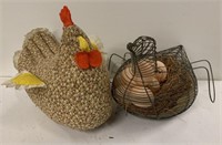 Wire chicken basket and stuffed chicken