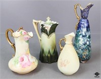 4 Hand Painted Porcelain Coffee Pots & Ewers