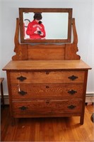 3 DRAWER OAK DRESSER WITH MIRROR