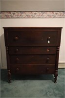 PRIMITIVE 4 DRAWER FLAT FRONT DRESER WITH DOVETAIL