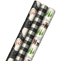 Hallmark Wrapping Paper Set, Black Christmas