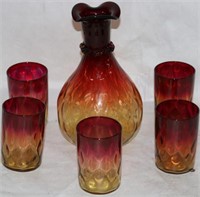 6 PC. AMBERINA WATER SET TO INCLUDE 5 TUMBLERS, 3