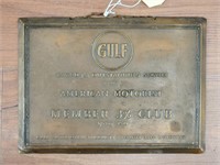 "Gulf American Motorists" Single-Sided Brass Sign