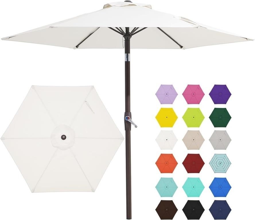 JEAREY 7.5FT Patio Umbrella, Cream-White