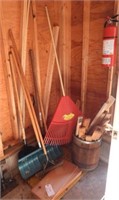 Qty of garden tools to include: rake, shovel,