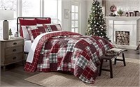 Holiday Plaid Reversible Quilt Set-Full/Queen