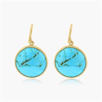 14K YELLOW GOLD 6.00CT TURQUOISE EARRINGS