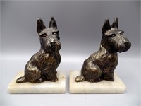 Scottish Terrier Scottie Dog Metal Marble Bookends