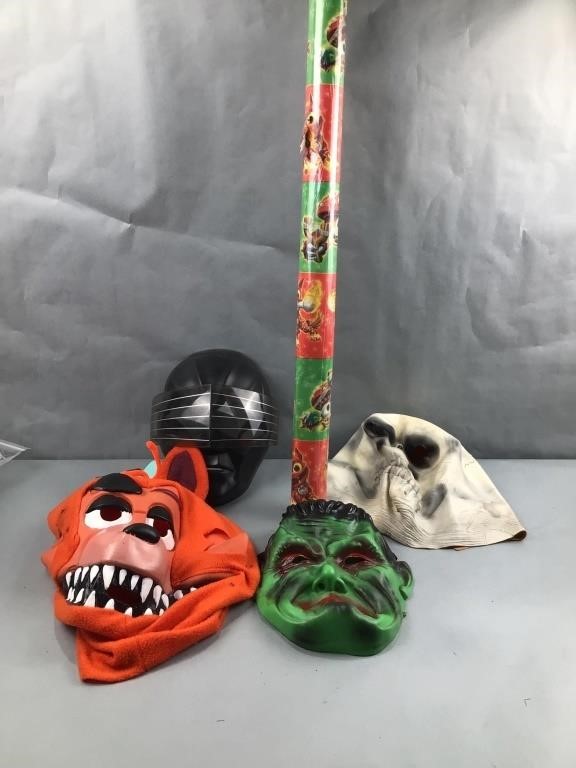 Masks and sky landers wrapping paper