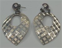 Sterling Silver Mexico Taxco Etched Dangle