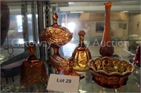 Case 4: (6) Pieces Amber Opalescent Glassware -