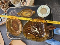 Lot of Amber Dishes, Bowls, Trays