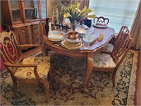 WOODEN TABLE WITH 6 CHAIRS (W/ LEAF) D