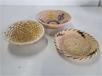 3 Small Woven Bowls, Native American Style