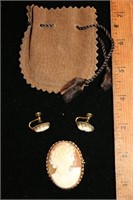 Cameo Set-Broach and Earrings