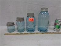 Set of 4 Blue Ball Jars