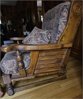 Brady Furniture Wood Frame Arm Chair and Ottoman