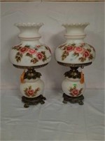 Stunning Pair of Handpainted Gone Wind Lamps