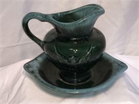 Hull USA Green American Eagle Pitcher & Underplate